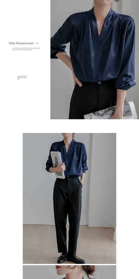 Silk Women's Shirt Long Sleeve Fashion