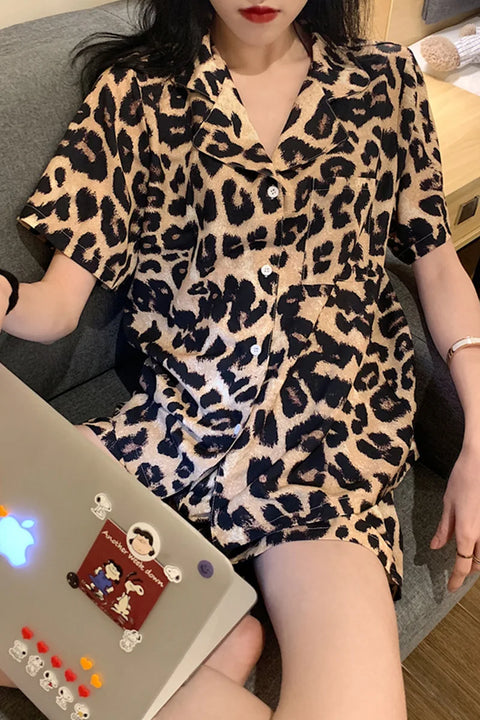 Women's Sleepwear Loungewear Set Short-Sleeved Shorts