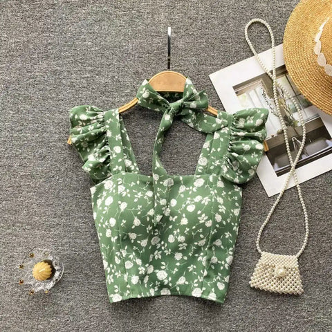 Crop Tops Camis Women Ruffles Sexy