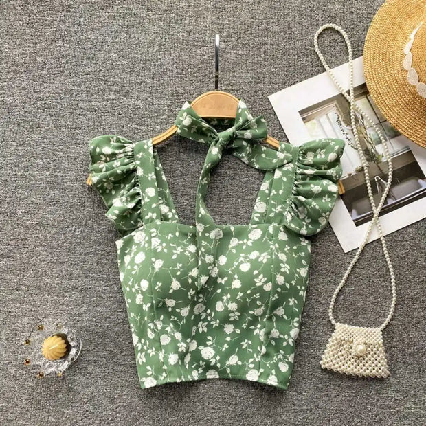 Crop Tops Camis Women Ruffles Sexy