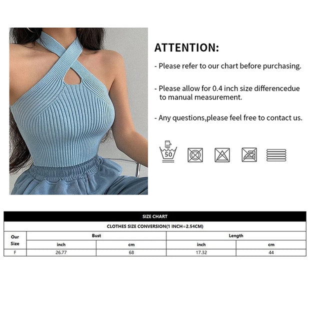 Vest Crop Top Women Halter Tops Female Knitted