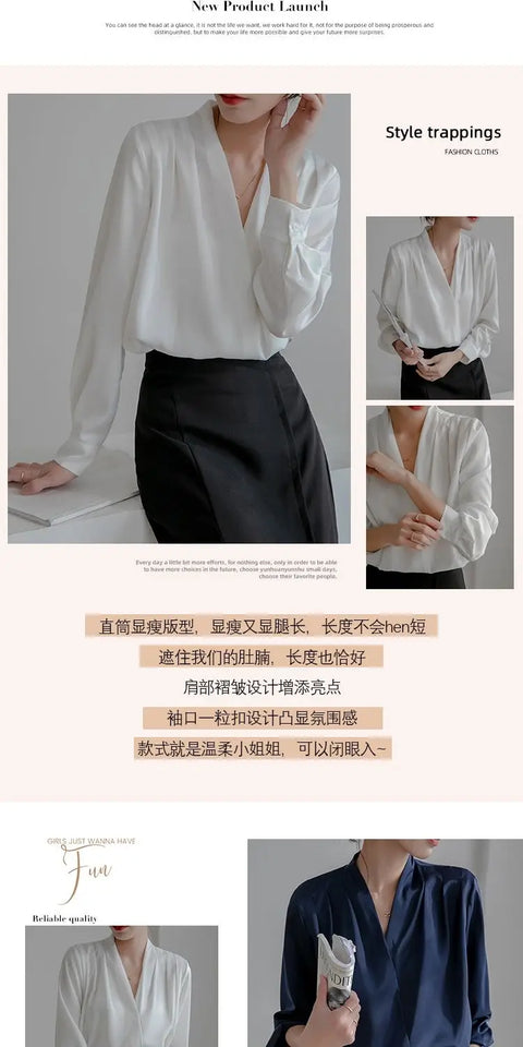 Silk Women's Shirt Long Sleeve Fashion