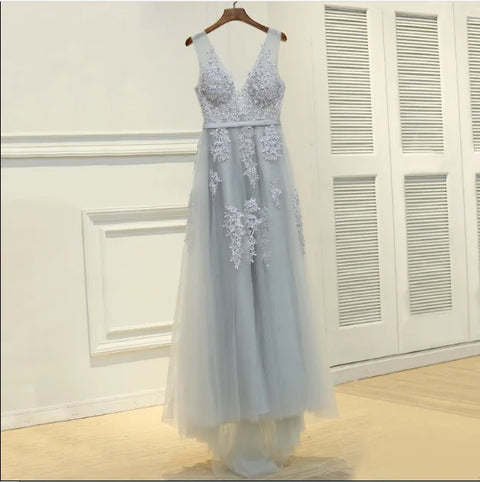 Elegant Evening Dresses فساتين سهرة Bride Banquet Floor-length Robe De Soiree Sexy Backless Long Lace Beading Party Prom Dress