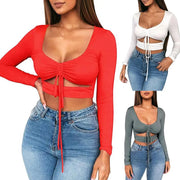 Sexy Crop Tops Low-cut Slim-fit Women Fashion