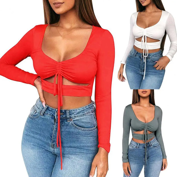 Sexy Crop Tops Low-cut Slim-fit Women Fashion