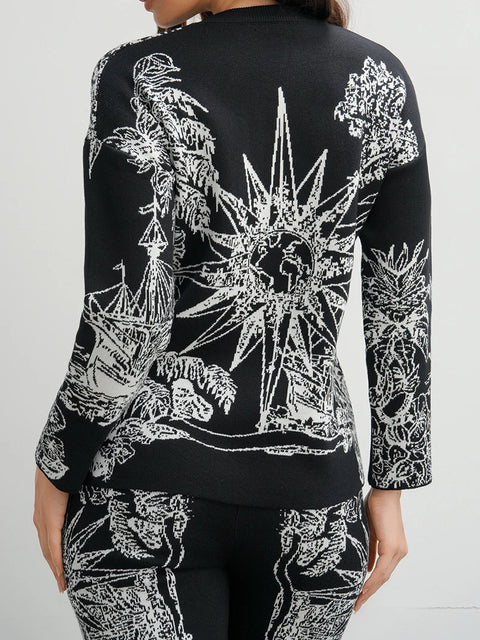 Elegant Loungewear 2 Piece Knit Pants Set Ink