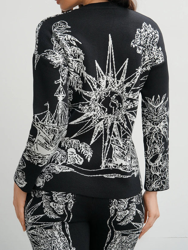 Elegant Loungewear 2 Piece Knit Pants Set Ink