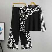Elegant Women Knitted Suit Lounge Wear Knit Pants