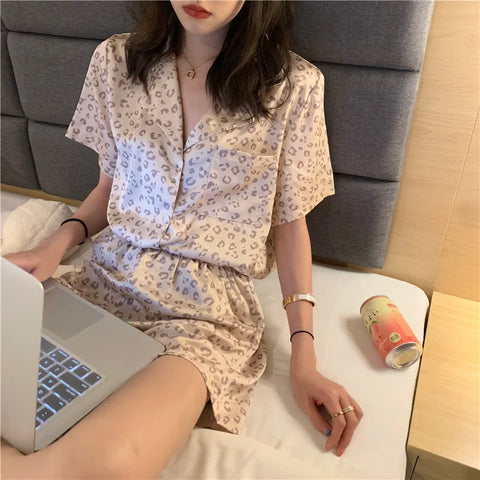 Women's Sleepwear Loungewear Set Short-Sleeved Shorts