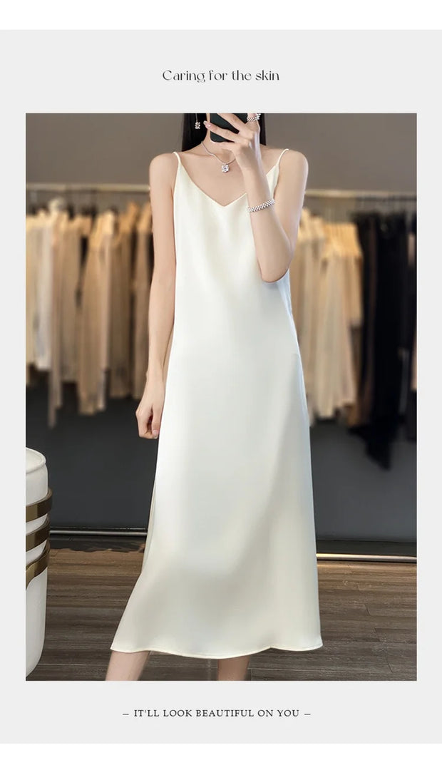 Sexy Comfortable Silk Slip One-Piece Dress RW-D13