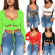 Sexy Crop Tops Low-cut Slim-fit Women Fashion