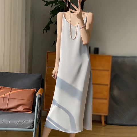 Sexy Comfortable Silk Slip One-Piece Dress RW-D13