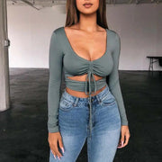 Sexy Crop Tops Low-cut Slim-fit Women Fashion