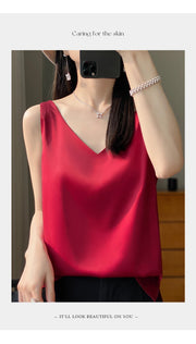 Silk Satin Women Double Shoulder Camisole Tank