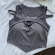 Casual Crop Tops Women Knit Irregular Tops Hollow