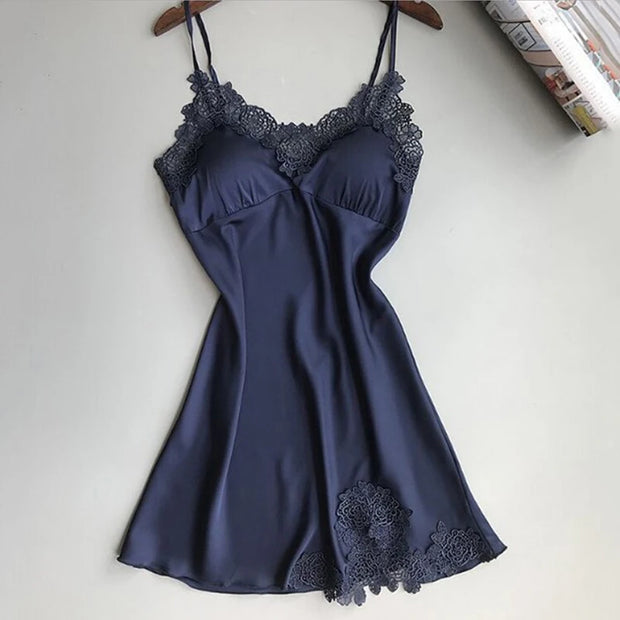 Sexy Pajamas Women's Silk Suspender Nightdress Ladies