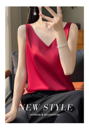 Silk Satin Women Double Shoulder Camisole Tank