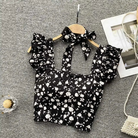 Crop Tops Camis Women Ruffles Sexy