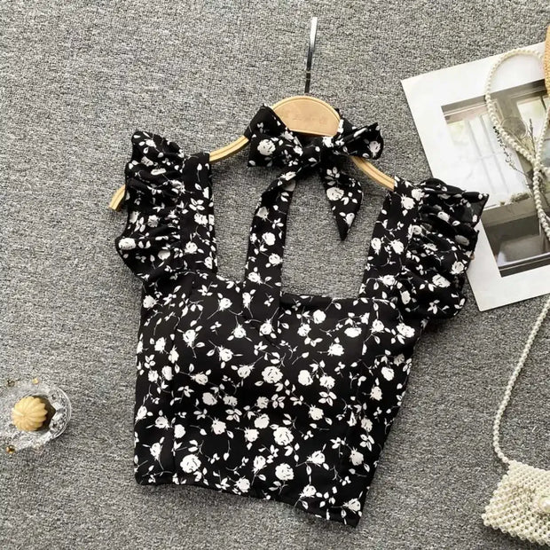 Crop Tops Camis Women Ruffles Sexy