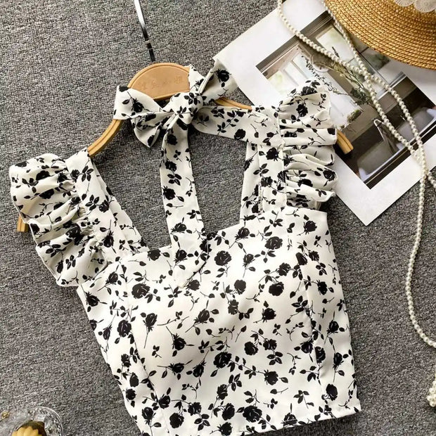 Crop Tops Camis Women Ruffles Sexy