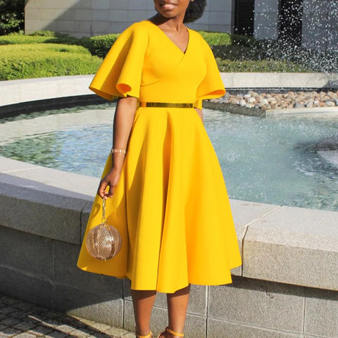 Elegant Party Dresses for Women V Neck Ruffles