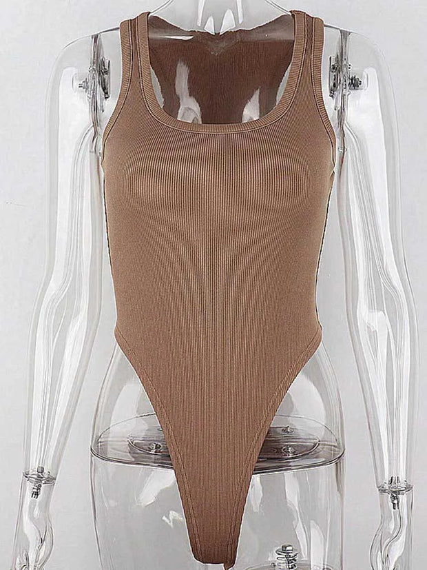 Sleeveless Knit Bodysuit Hot Summer Sexy Bodycon