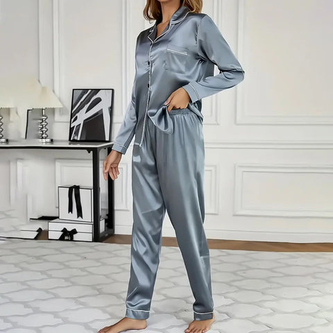 Women's Sleepwear Simple Satin Pajama Set Long Sleeve