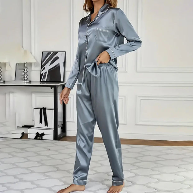 Women's Sleepwear Simple Satin Pajama Set Long Sleeve
