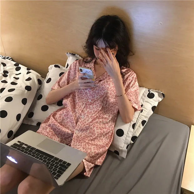 Women's Sleepwear Loungewear Set Short-Sleeved Shorts