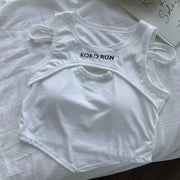 Casual Crop Tops Women Knit Irregular Tops Hollow