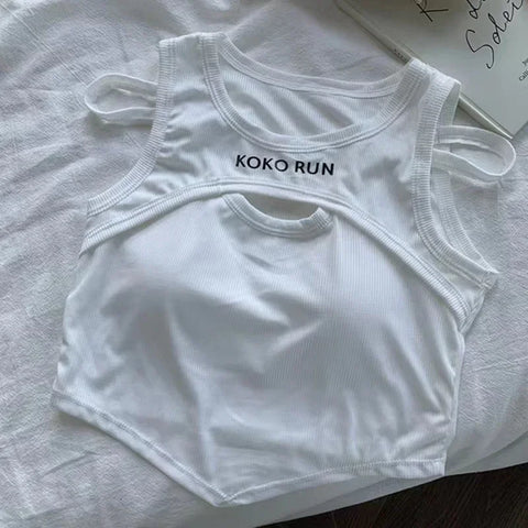 Casual Crop Tops Women Knit Irregular Tops Hollow