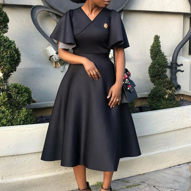 Elegant Party Dresses for Women V Neck Ruffles