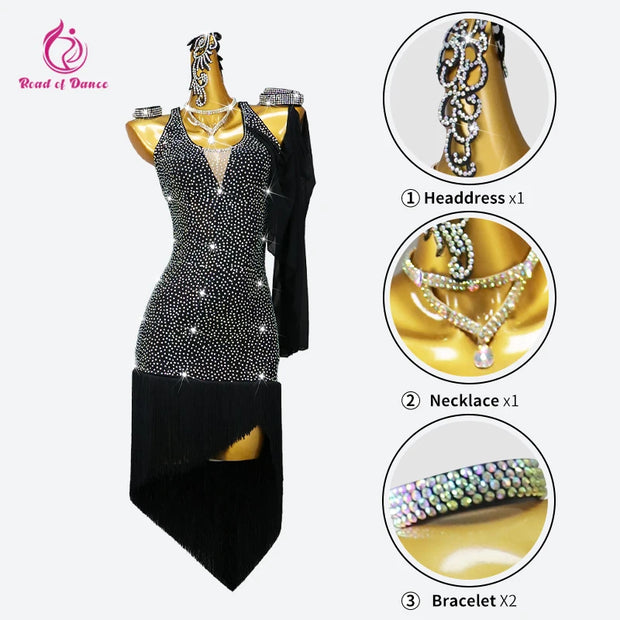 Latin Dress Woman Girls Dance Skirt Sexy Suit