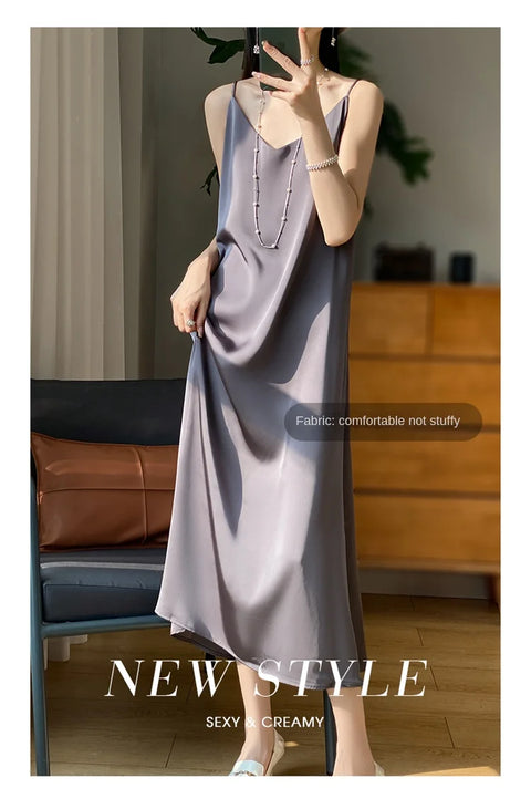 Sexy Comfortable Silk Slip One-Piece Dress RW-D13
