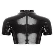 Women’s Crop Top with Mock Neck Short Sleeve Back