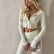 European Jacquard Homewear Suit Long Sleeve Pajamas