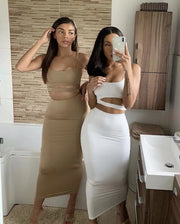 Women Dress Elegant Long Dresses Party Night Dress Women Dresses Woman Female Clothing Sexy Pleated Hollowout Two-piece Dress