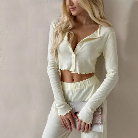 European Jacquard Homewear Suit Long Sleeve Pajamas