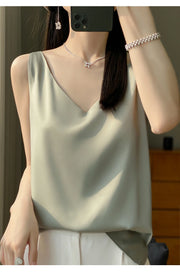 Silk Satin Women Double Shoulder Camisole Tank
