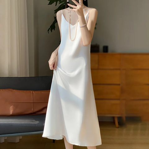 Sexy Comfortable Silk Slip One-Piece Dress RW-D13