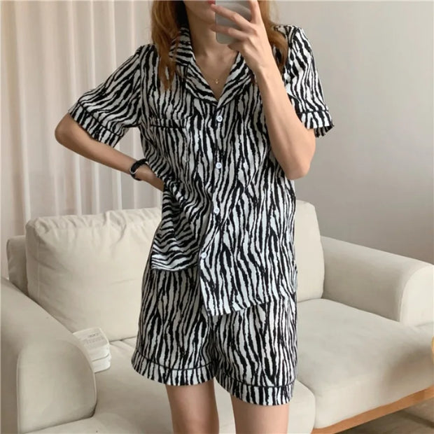 Women's Sleepwear Loungewear Set Short-Sleeved Shorts