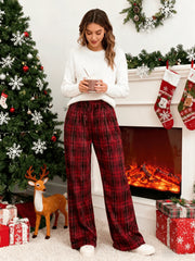 Women Plaid Flannel Pants Winter Warm Soft