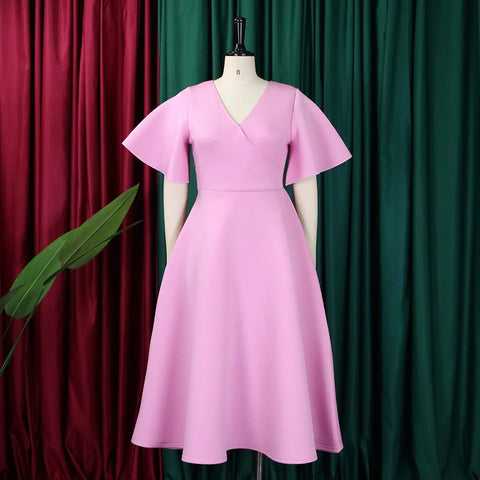 Elegant Party Dresses for Women V Neck Ruffles