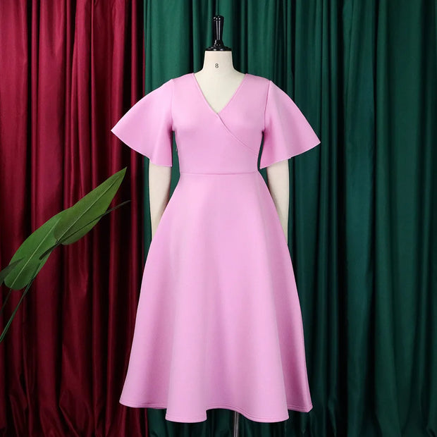 Elegant Party Dresses for Women V Neck Ruffles