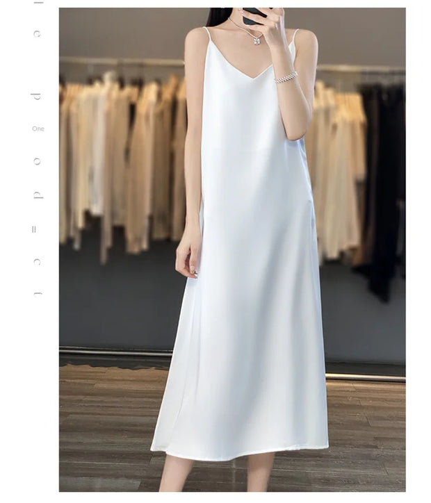 Sexy Comfortable Silk Slip One-Piece Dress RW-D13