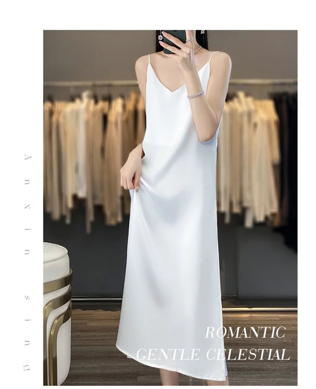 Sexy Comfortable Silk Slip One-Piece Dress RW-D13