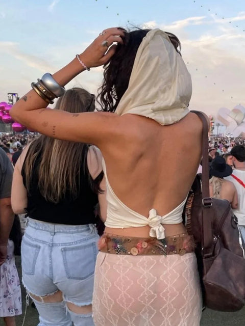 Hooded Crop Top Women Edgy Clothes Y2k