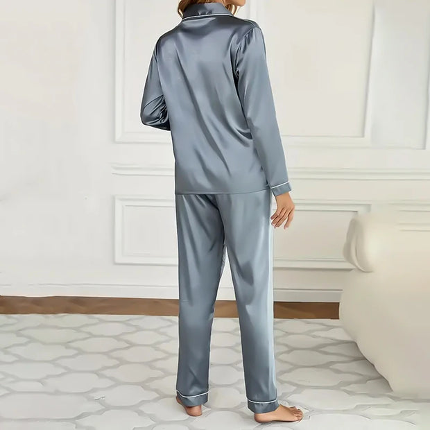 Women's Sleepwear Simple Satin Pajama Set Long Sleeve