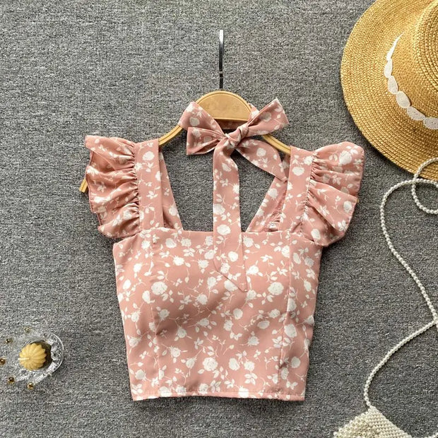 Crop Tops Camis Women Ruffles Sexy