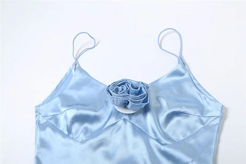 Silky Banquet Women Maxi Dress Solid Soft Appliques